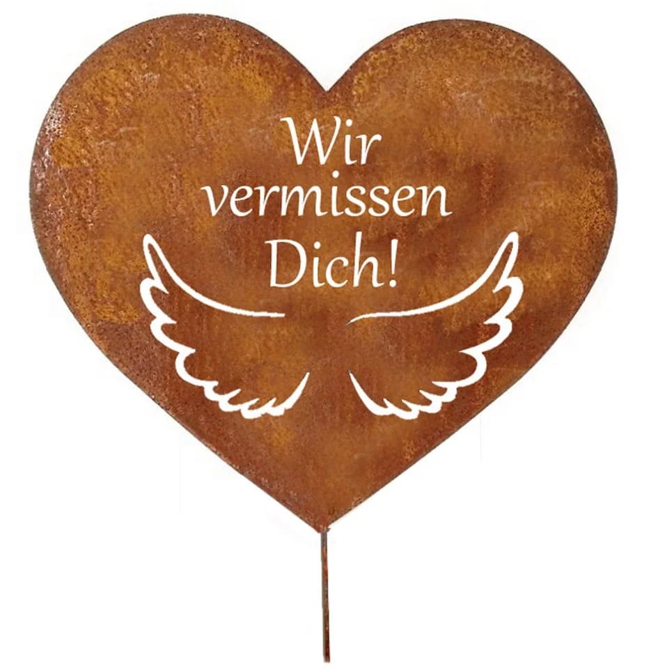 LB H&F Lilienburg Grabherz Rost Metall Wetterfest mit Spruch - Bild 2