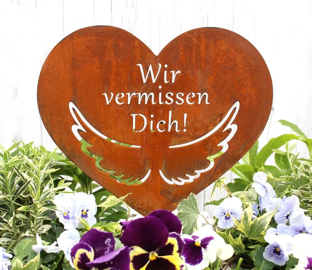 LB H&F Lilienburg Grabherz Rost Metall Wetterfest mit Spruch - Bild 3