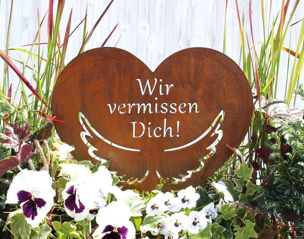 LB H&F Lilienburg Grabherz Rost Metall Wetterfest mit Spruch - Bild 4