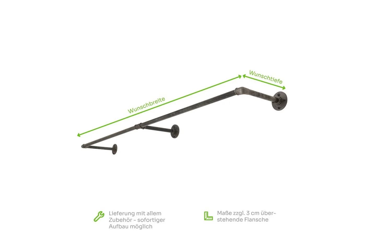 various - Industrial Design Möbel Kleiderstange SOLID LINE DUO, schwarz