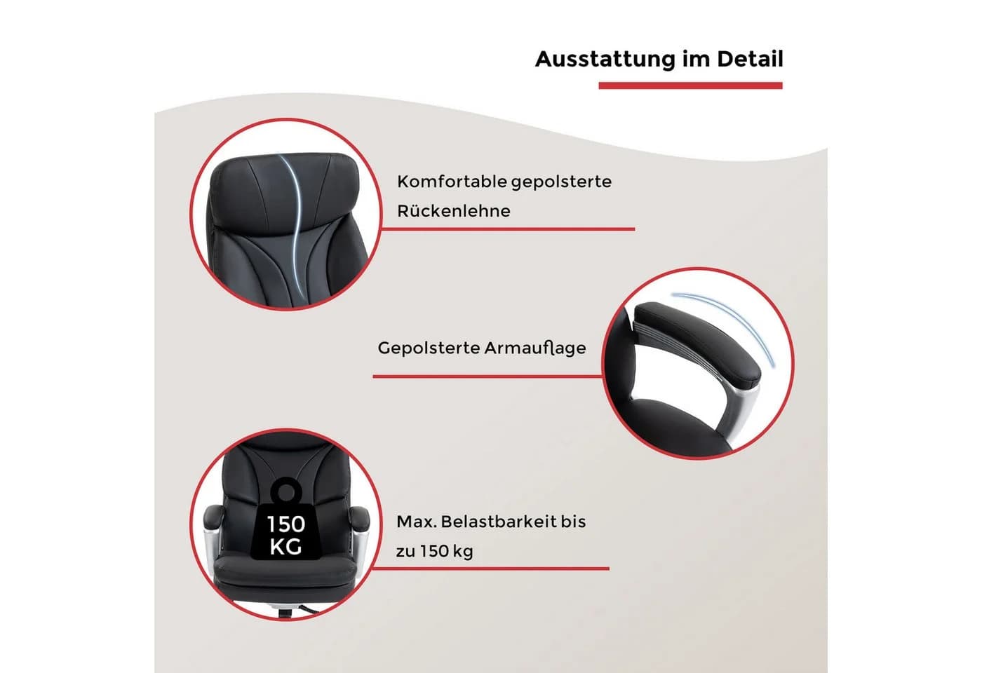 Chefsessel DUO COLLECTION Theodor XXL Schwarz Kunstleder mit Wippfunktion - Bild 5