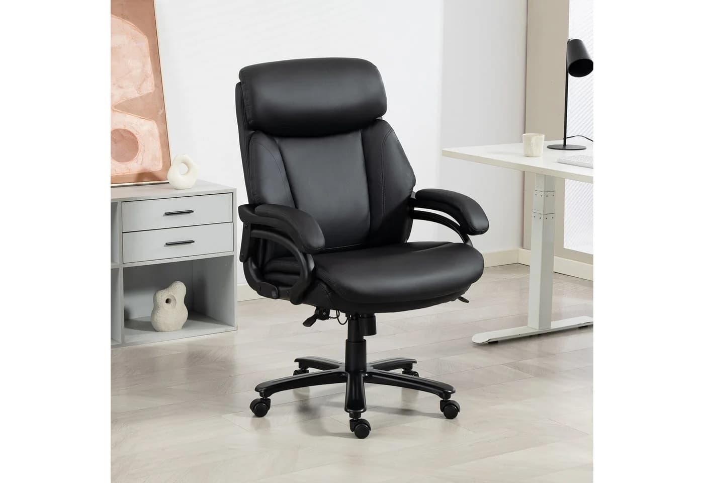 Chefsessel Ennio Schwarz Kunstleder Synchronmechanik