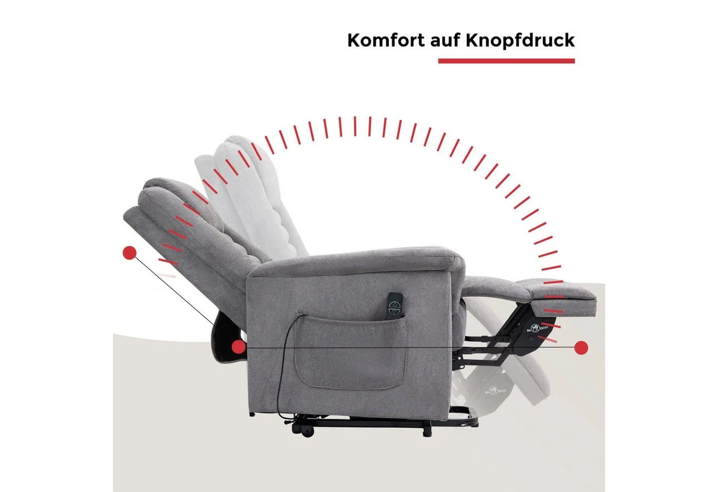 TV-Sessel DUO COLLECTION Granada Grau mit elektrischer Aufstehhilfe - Bild 5