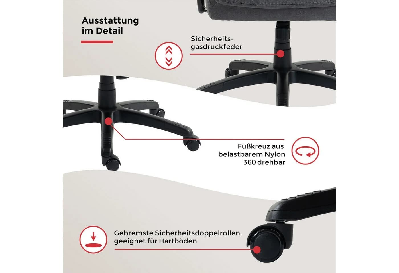 Duo Collection Chefsessel Mauro XXL Anthrazit Schwarz mit Wippfunktion - Bild 4