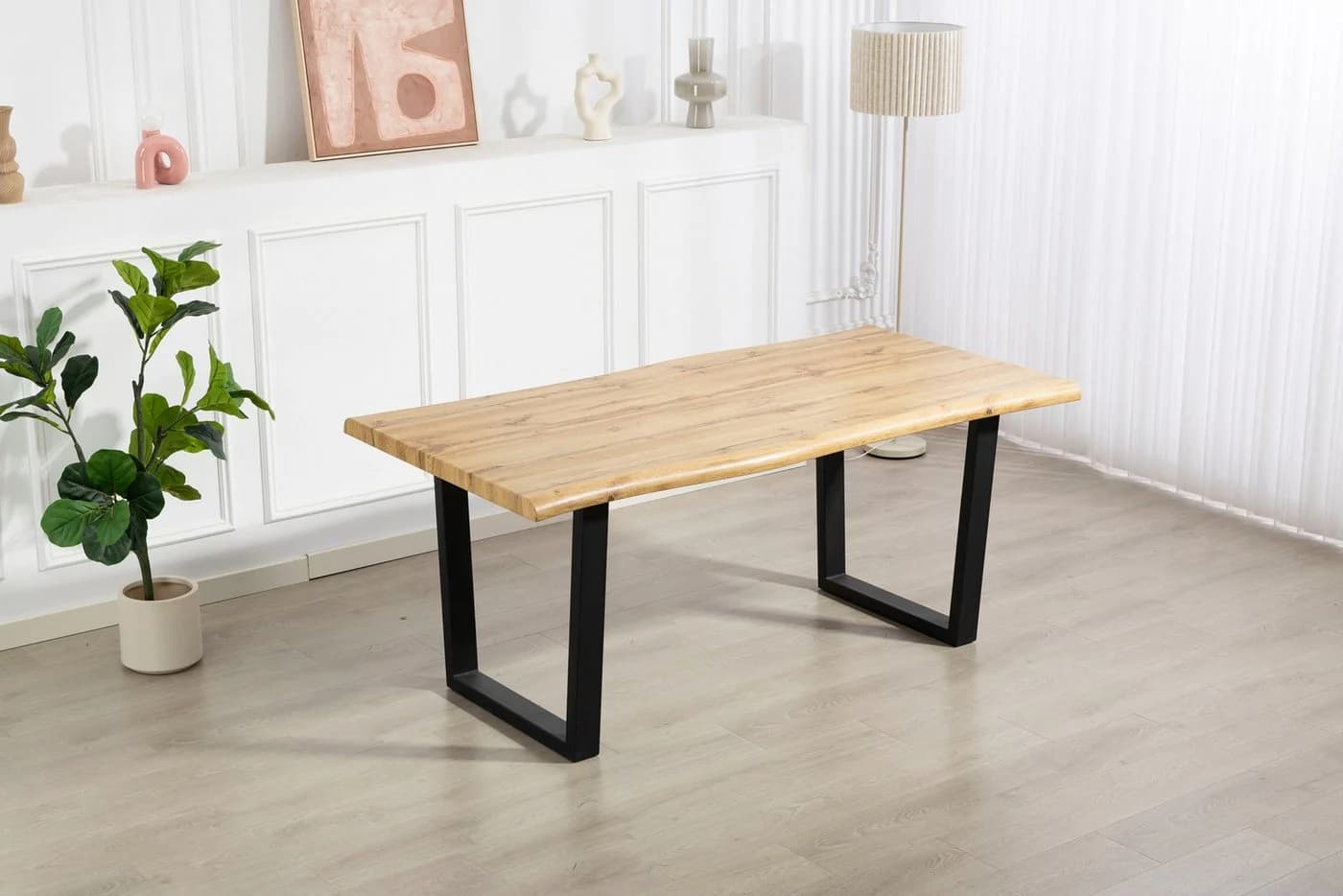 Baumkantentisch DUO COLLECTION Tisch Thea Wildeiche-Nachbildung Naturbraun