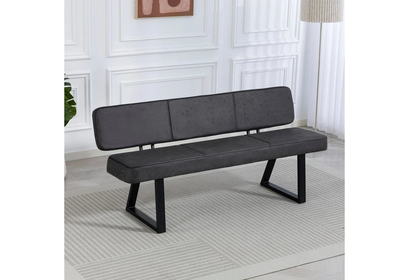 Duo Collection Tara Sitzbank mit Rückenlehne Anthrazit Schwarz - Bild 2