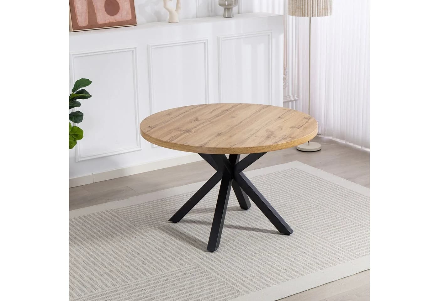 DUO COLLECTION Damira Esstisch rund Wildeiche dunkel/Schwarz - Bild 2