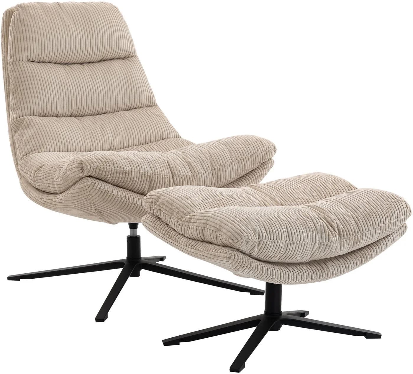 Relaxsessel DUO COLLECTION Porto Beige mit Hocker - Bild 4