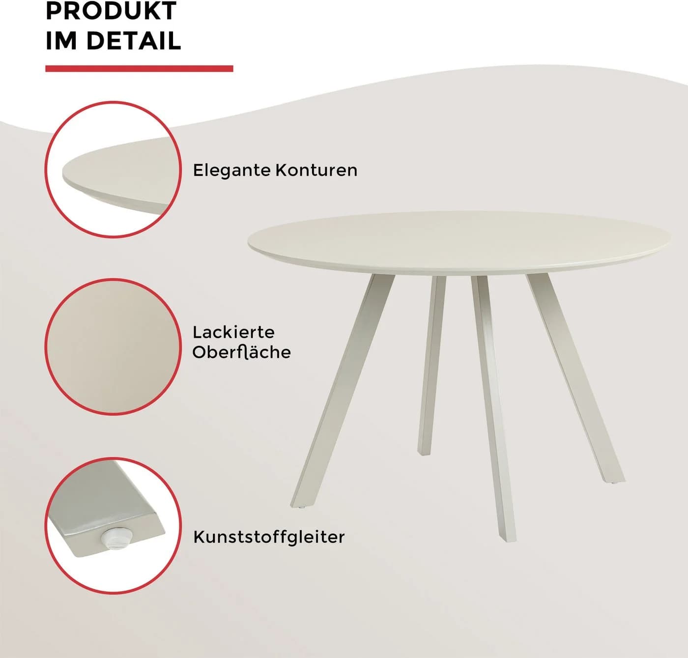 DUO COLLECTION Esstisch Pina Cashmere Rund - Bild 3