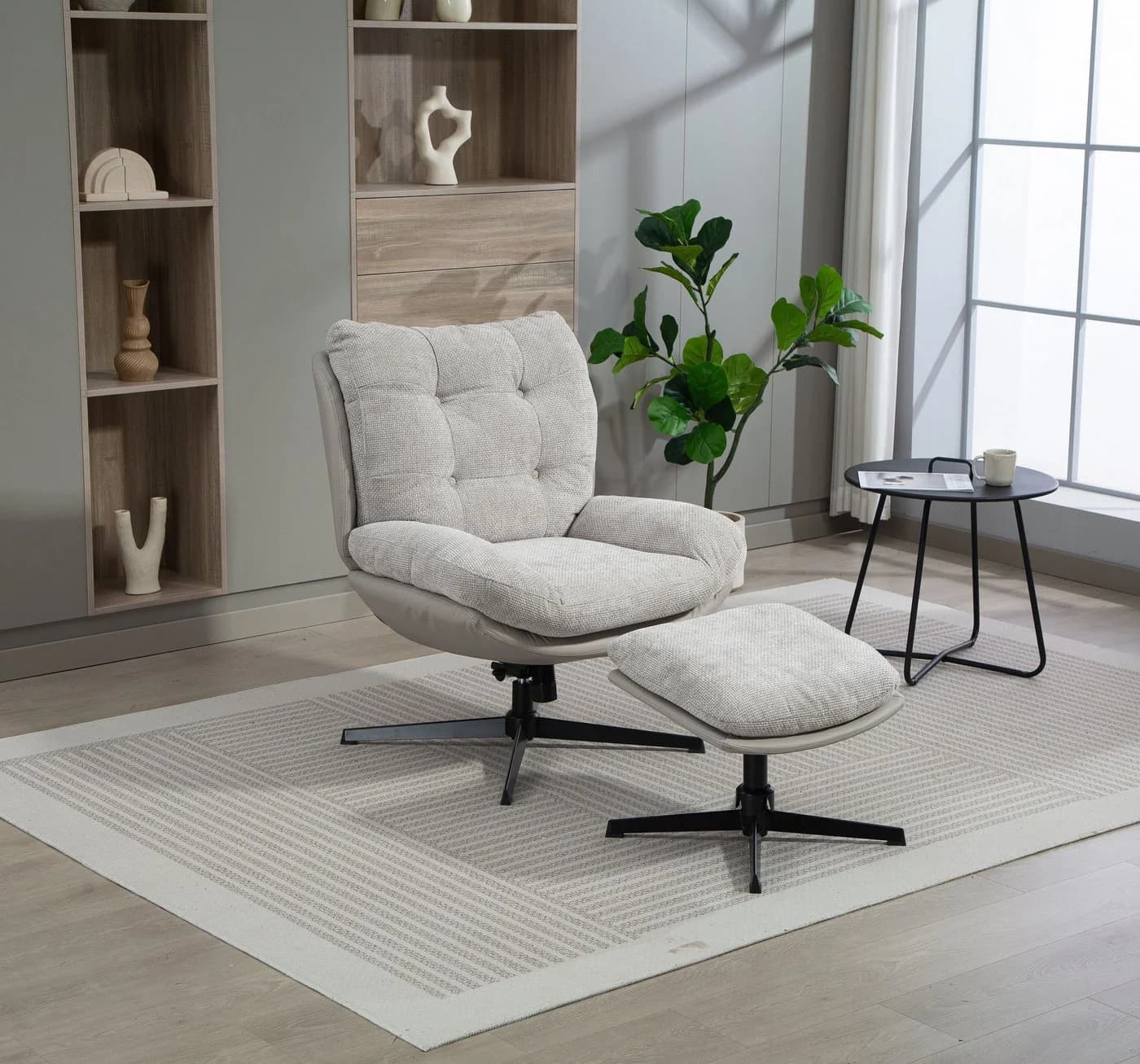 Duo Collection Relaxsessel Tolox mit Hocker Grau Taupe - Bild 2