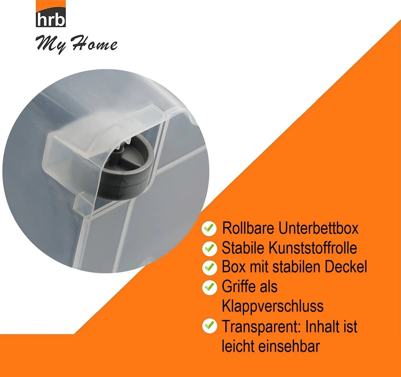 HRB Unterbettbox Transparent Rollbar mit Deckel Click - Bild 3