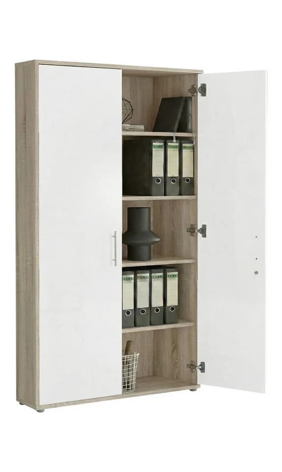 moebel-dich-auf Aktenschrank TABOR 4 4-tlg. Weiß/Braun Abschließbar - Bild 3