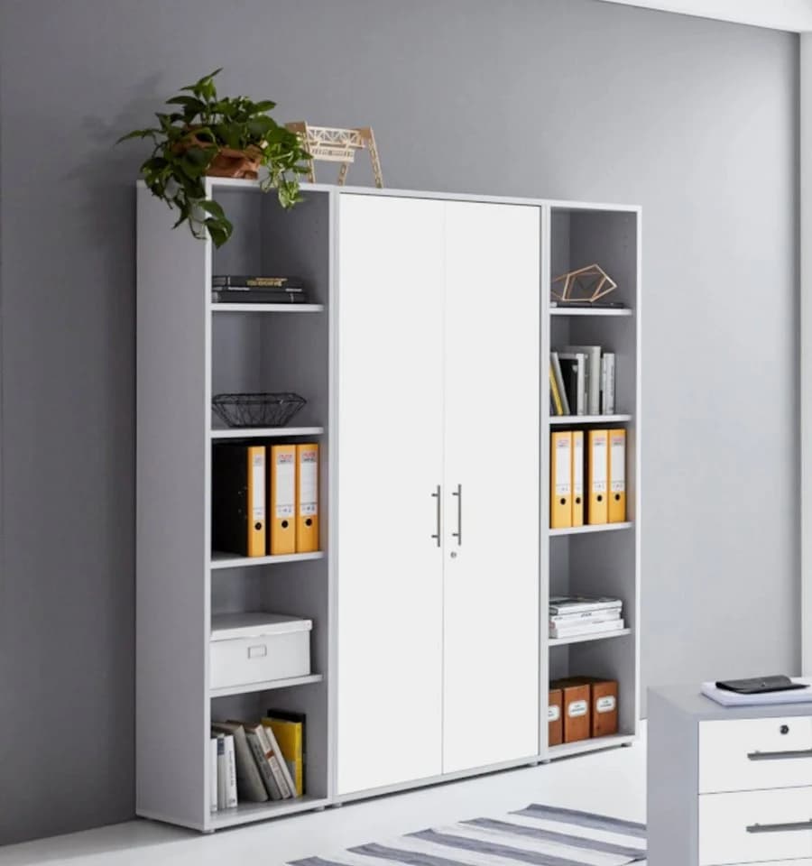 BMG Möbel Aktenschrank Office Edition 3 Set Grau/Weiss