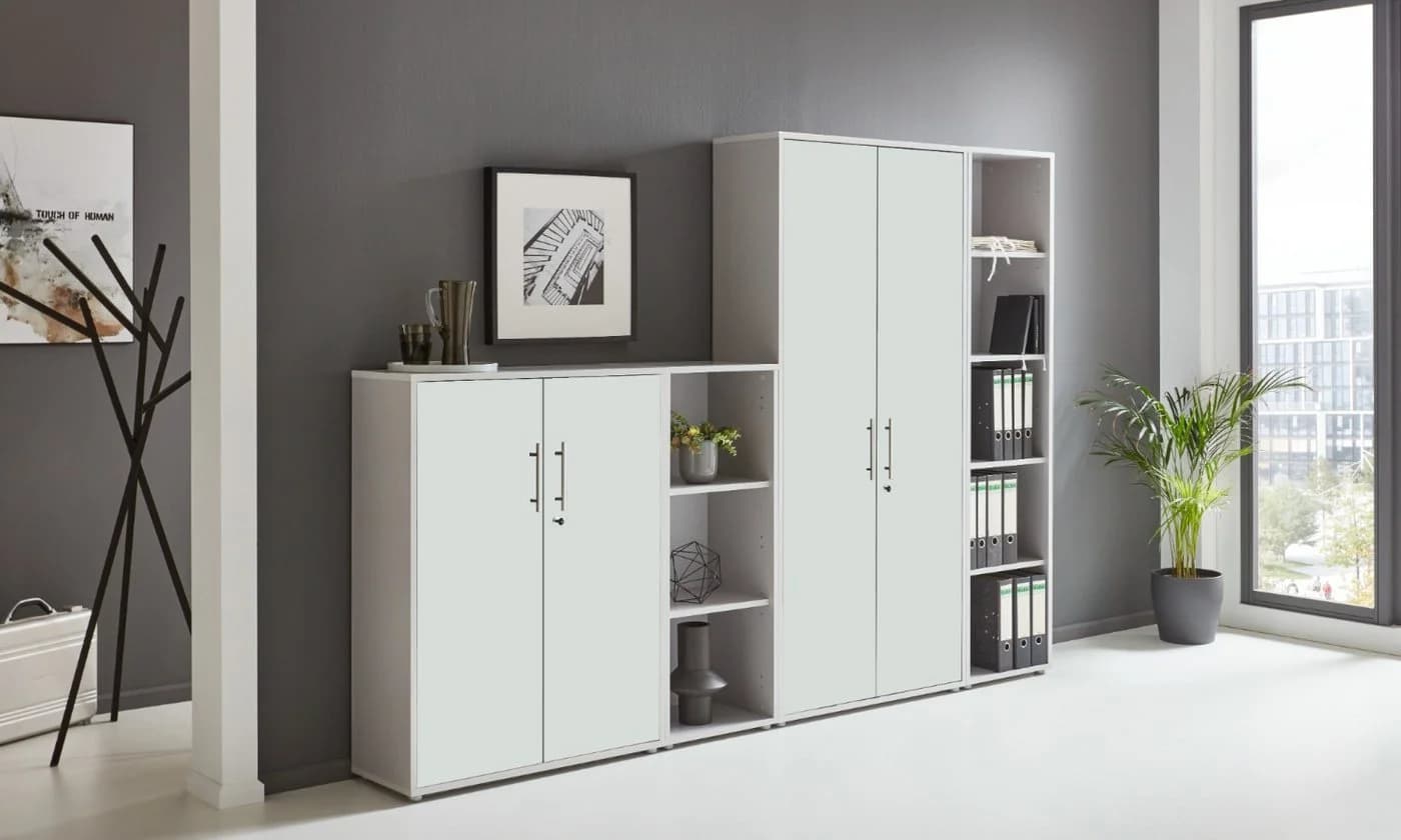 BMG Möbel Aktenschrank Office Edition 4 Set Grau/Weiss