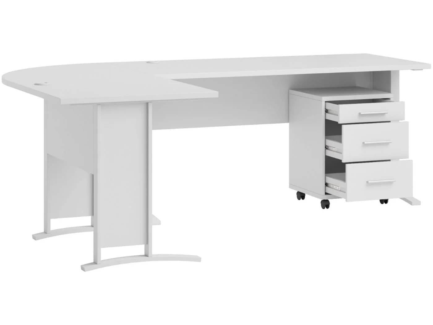 moebel-dich-auf Eckschreibtisch OFFICE LINE Weiß mit Rollcontainer - Bild 4
