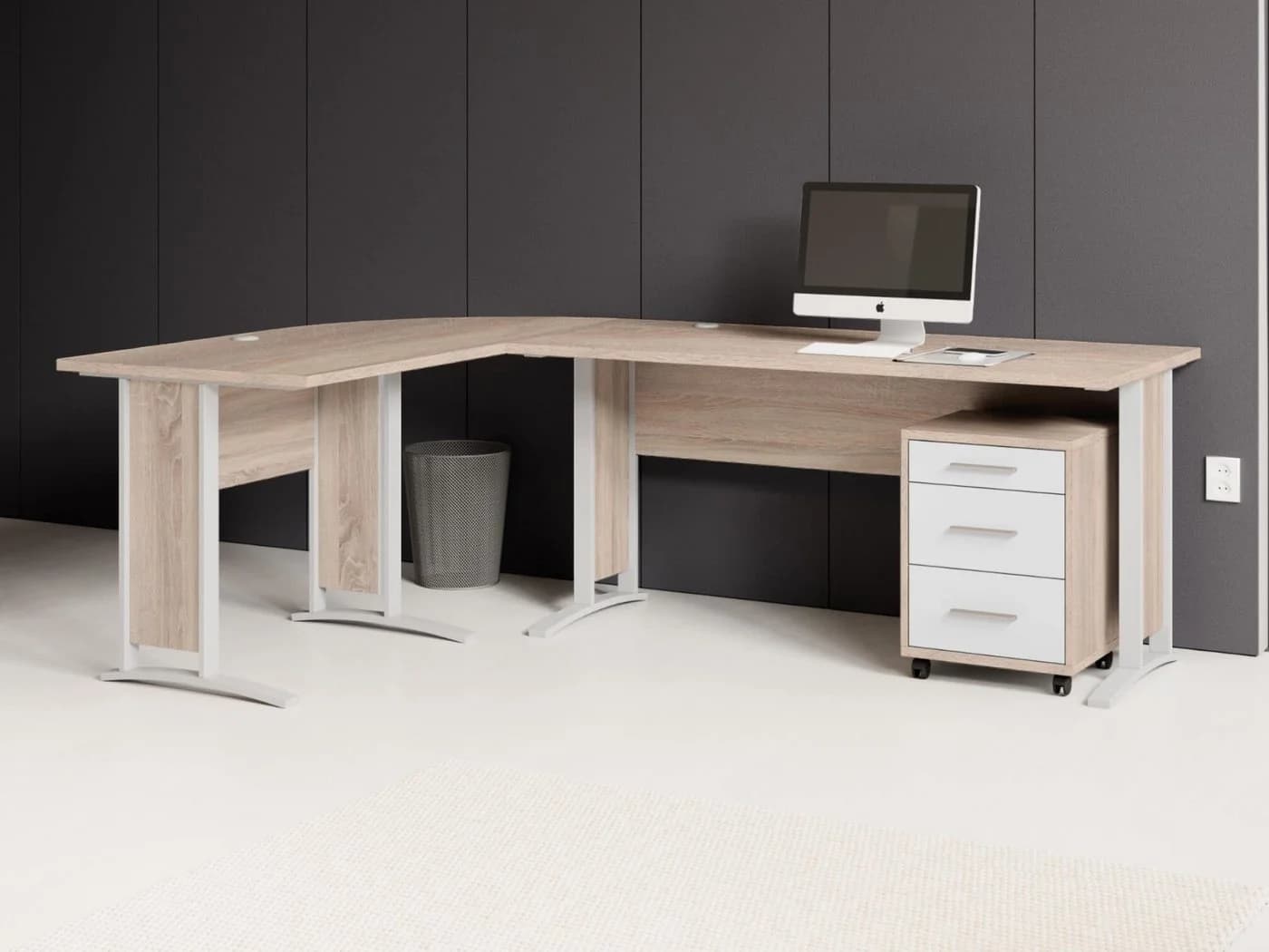 moebel-dich-auf Eckschreibtisch OFFICE LINE Winkelschreibtisch inkl. Rollcontainer