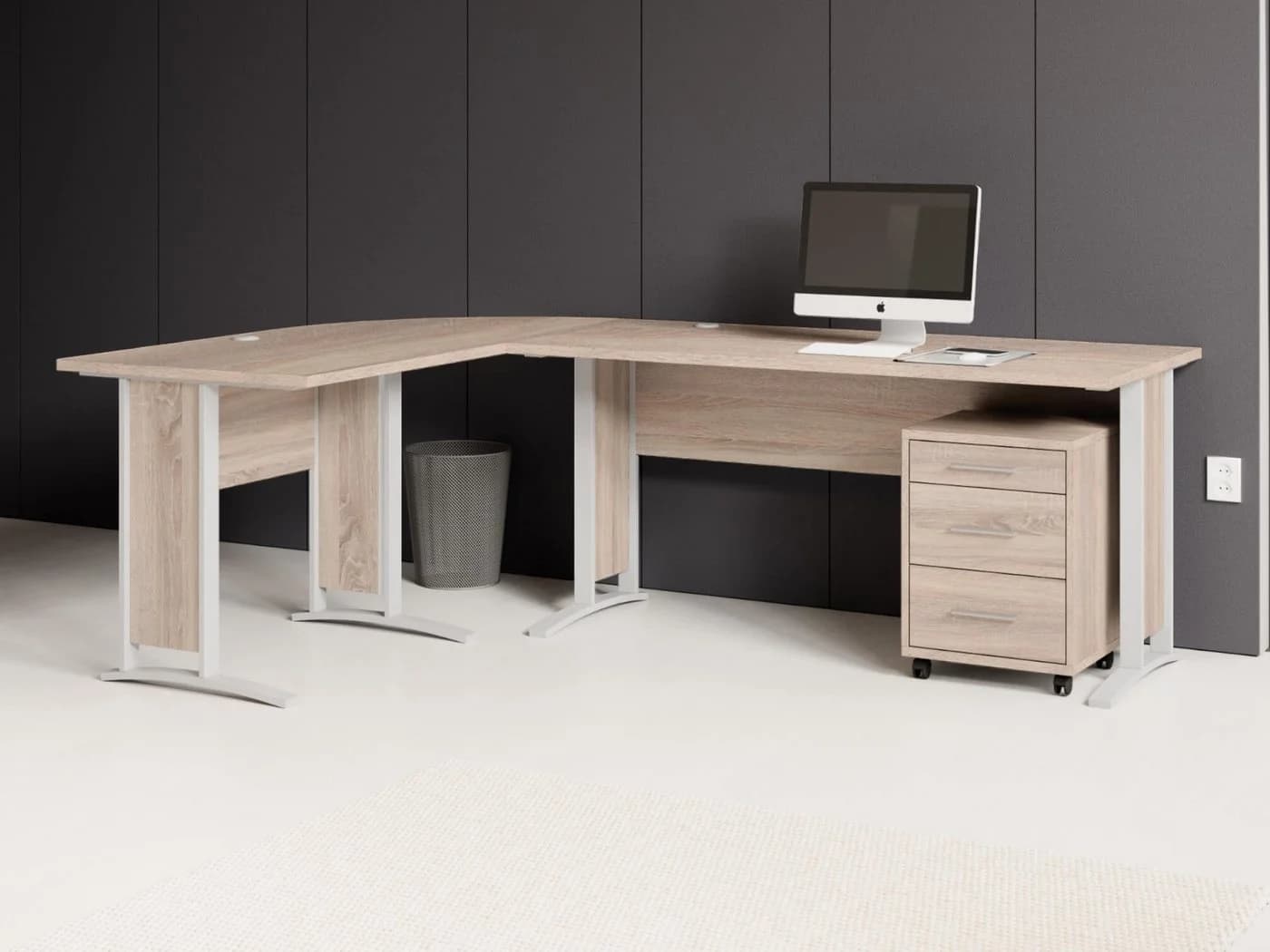 moebel-dich-auf Eckschreibtisch OFFICE LINE Eiche Sonoma inkl. Rollcontainer
