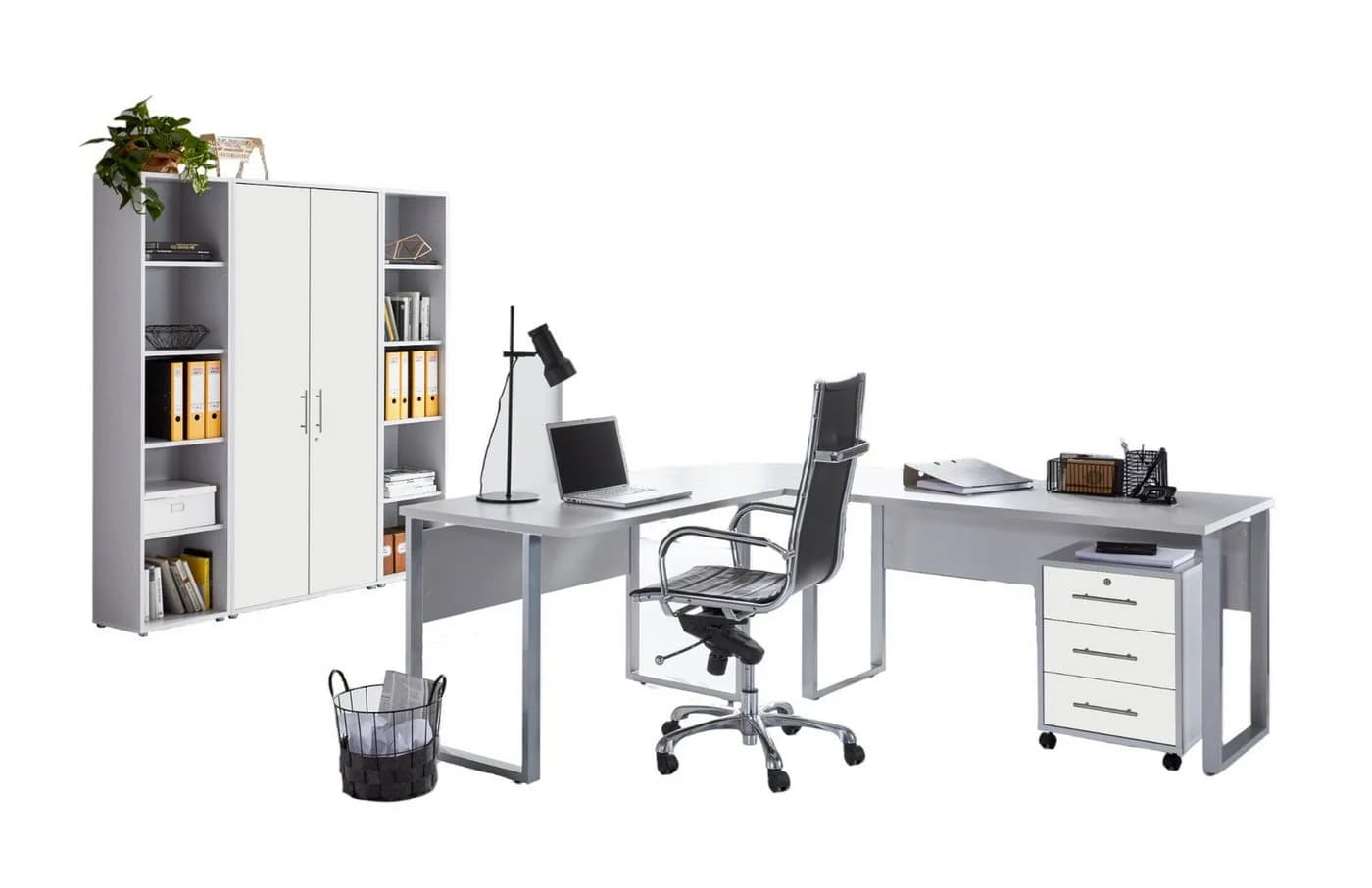 moebel-dich-auf Büromöbel-Set TABOR PRO 5-tlg. Grau Winkelschreibtisch