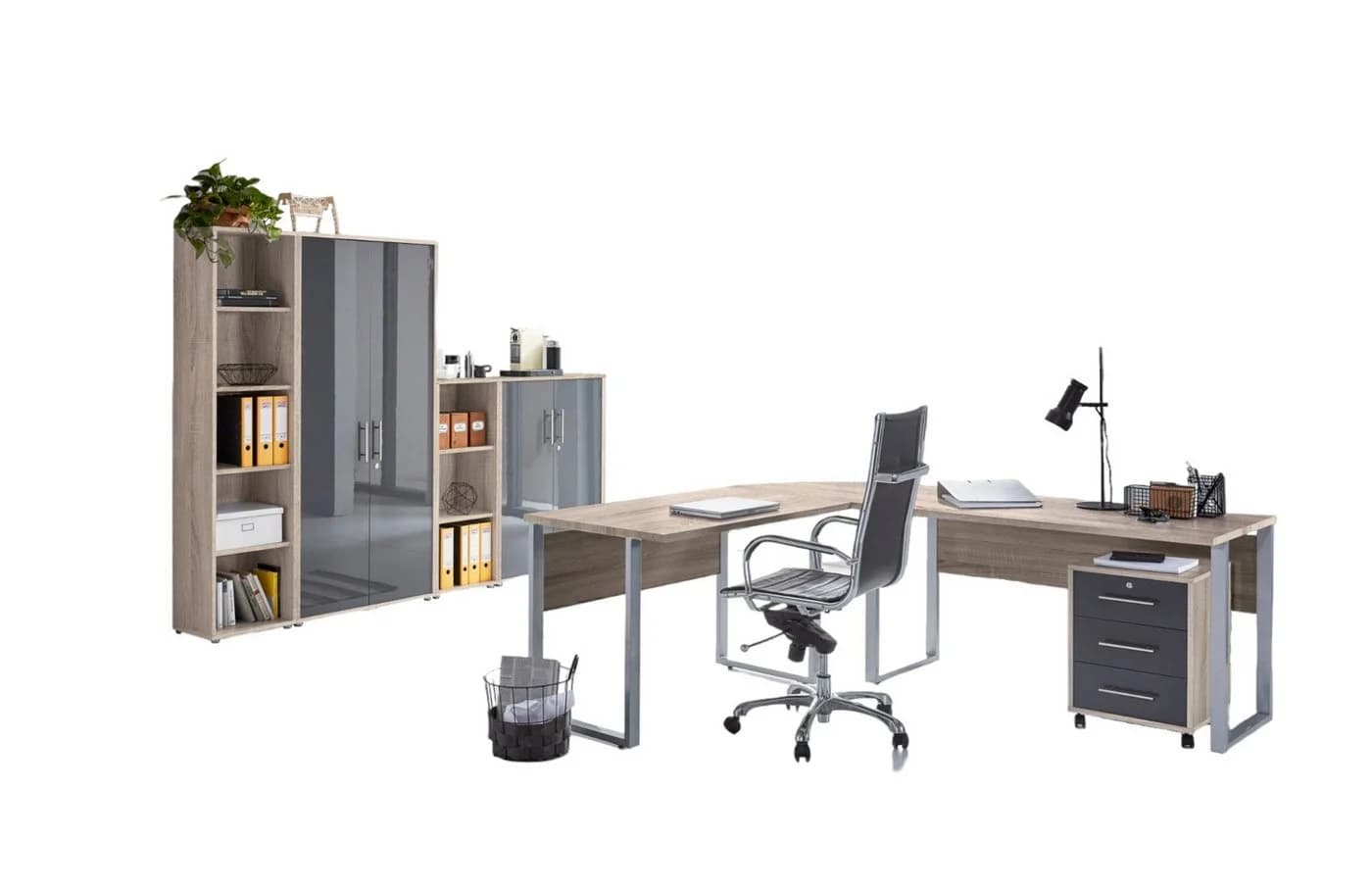 moebel-dich-auf Büromöbel-Set TABOR PRO 4 6-tlg. Eiche Sonoma/Anthrazit