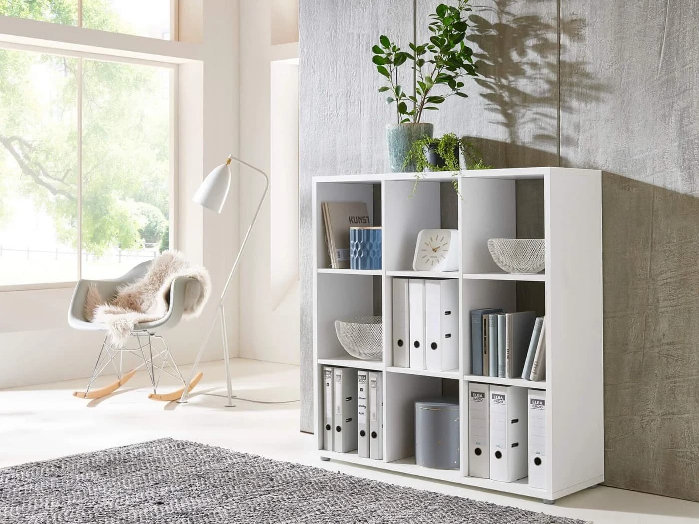 BMG Möbel Standregal NIZZA 9 Fächer Weiß Modern