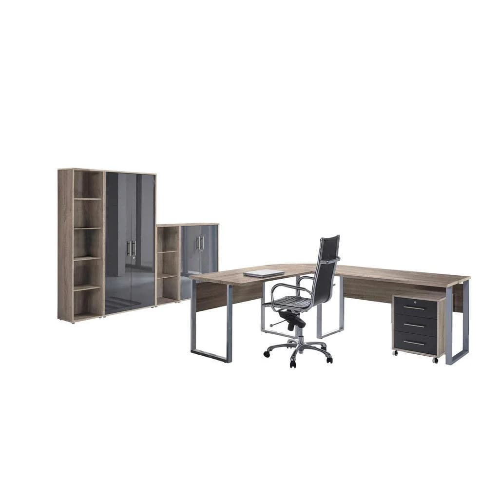 Mid.you Büro Set 4 Sonoma Eiche Anthrazit Hochglanz Holzwerkstoff - Bild 2