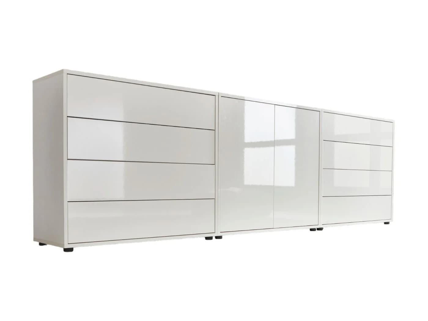Mid.you Sideboard Mailand Set 4 Weiß Hochglanz Holzwerkstoff - Bild 2