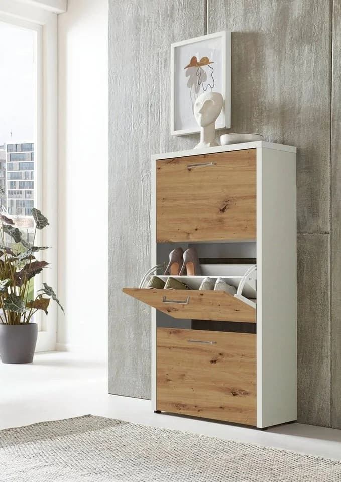 BMG Möbel Schuhkipper Siena 3 Klappen Weiß Modern - Bild 3