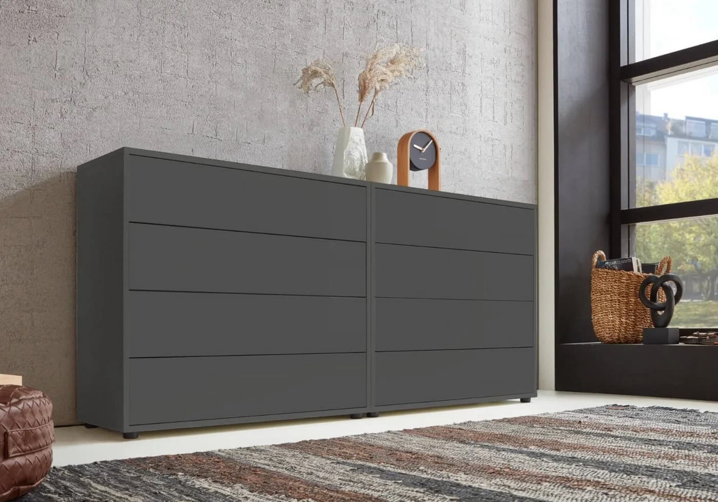 BMG Möbel Sideboard Mailand Set 1 Anthrazit Push-to-Open - Bild 3