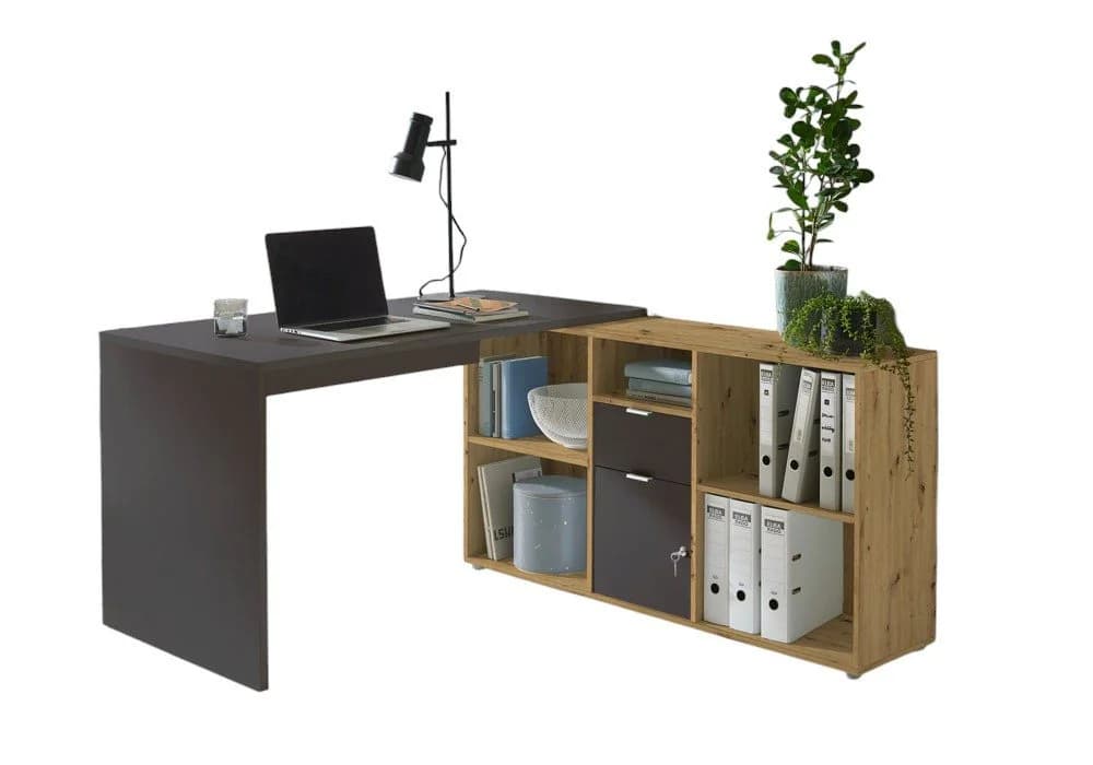 BMG Möbel Eckschreibtisch Lena mit abschließbarer Tür, Computertisch, Winkelschreibtisch, Homeoffice, Bürotisch, Made in Germany - Bild 2