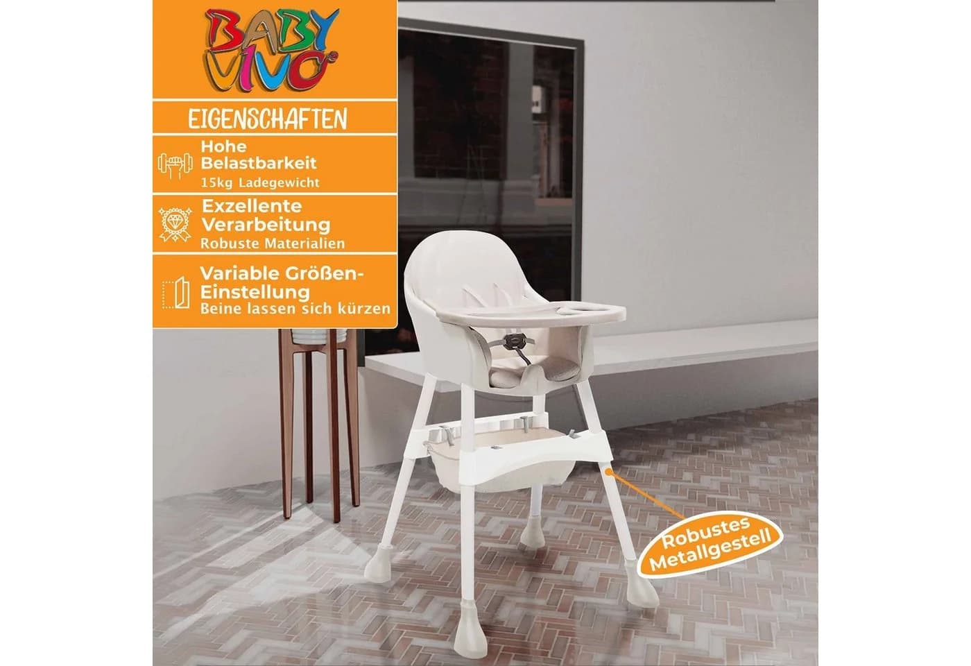 Baby Vivo 2in1 Kinderhochstuhl Oscar Beige - Bild 4