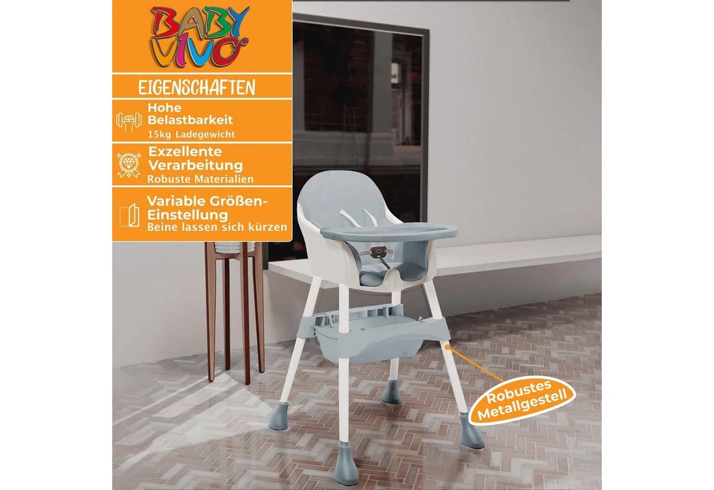 Baby Vivo Hochstuhl Design 2in1 Kinderhochstuhl Oscar Türkis - Bild 4