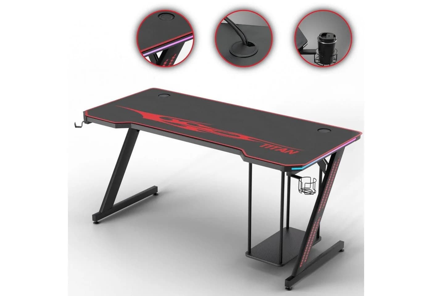 MY SIT Gaming Tisch 140 cm TITAN mit LED Beleuchtung und Mauspad - Bild 3