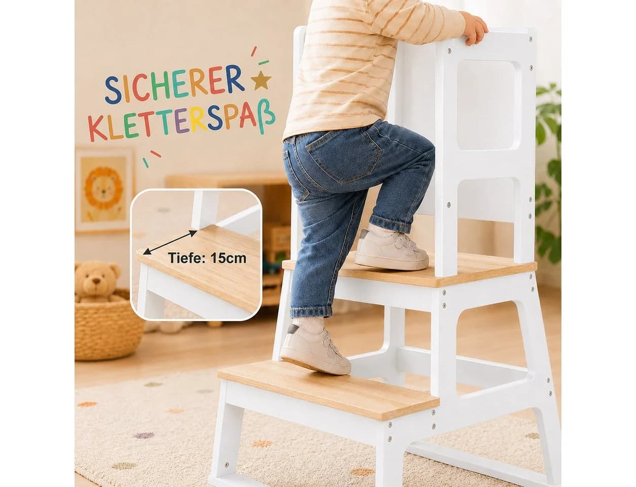Baby Vivo Lernturm aus Holz mit Tafel Weiß - Bild 4