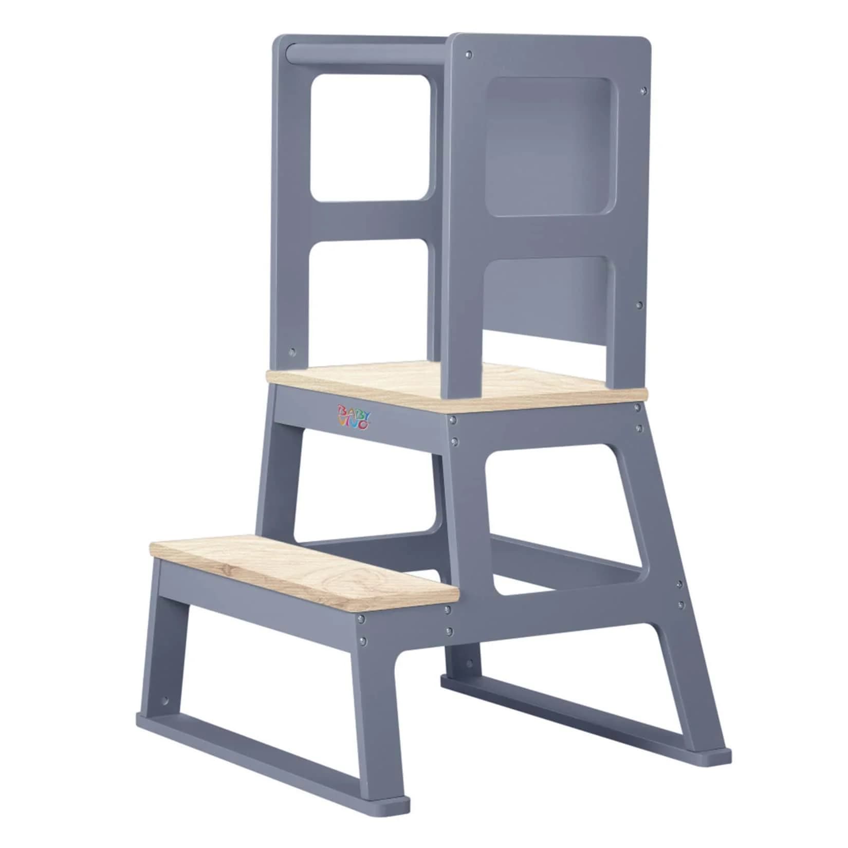 Baby Vivo Lernturm aus Holz mit Tafel Grau