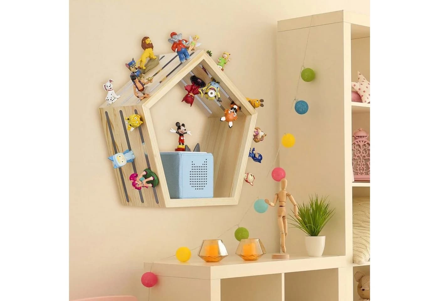 Baby Vivo Toniebox Regal Fünfeck Magnetische Aufbewahrung Holz - Bild 4