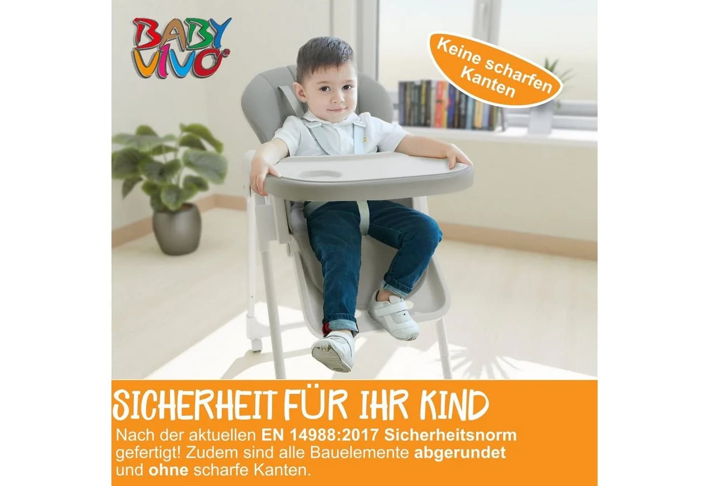 Baby Vivo Kinderhochstuhl Tippy in Stardust - 8-fach höhenverstellbar - Bild 2