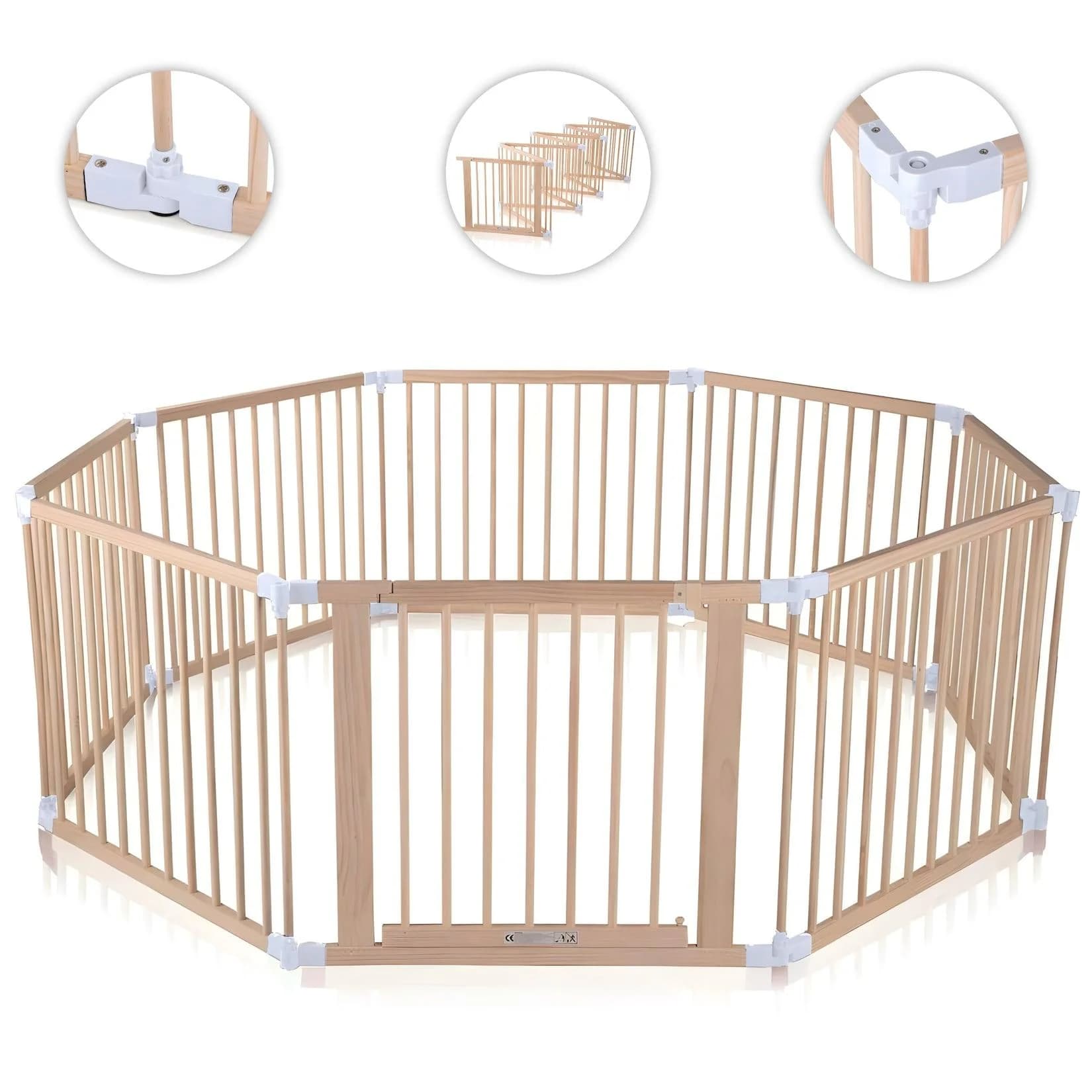 Baby Vivo Laufgitter 8 Elemente Holz Weiß Premium