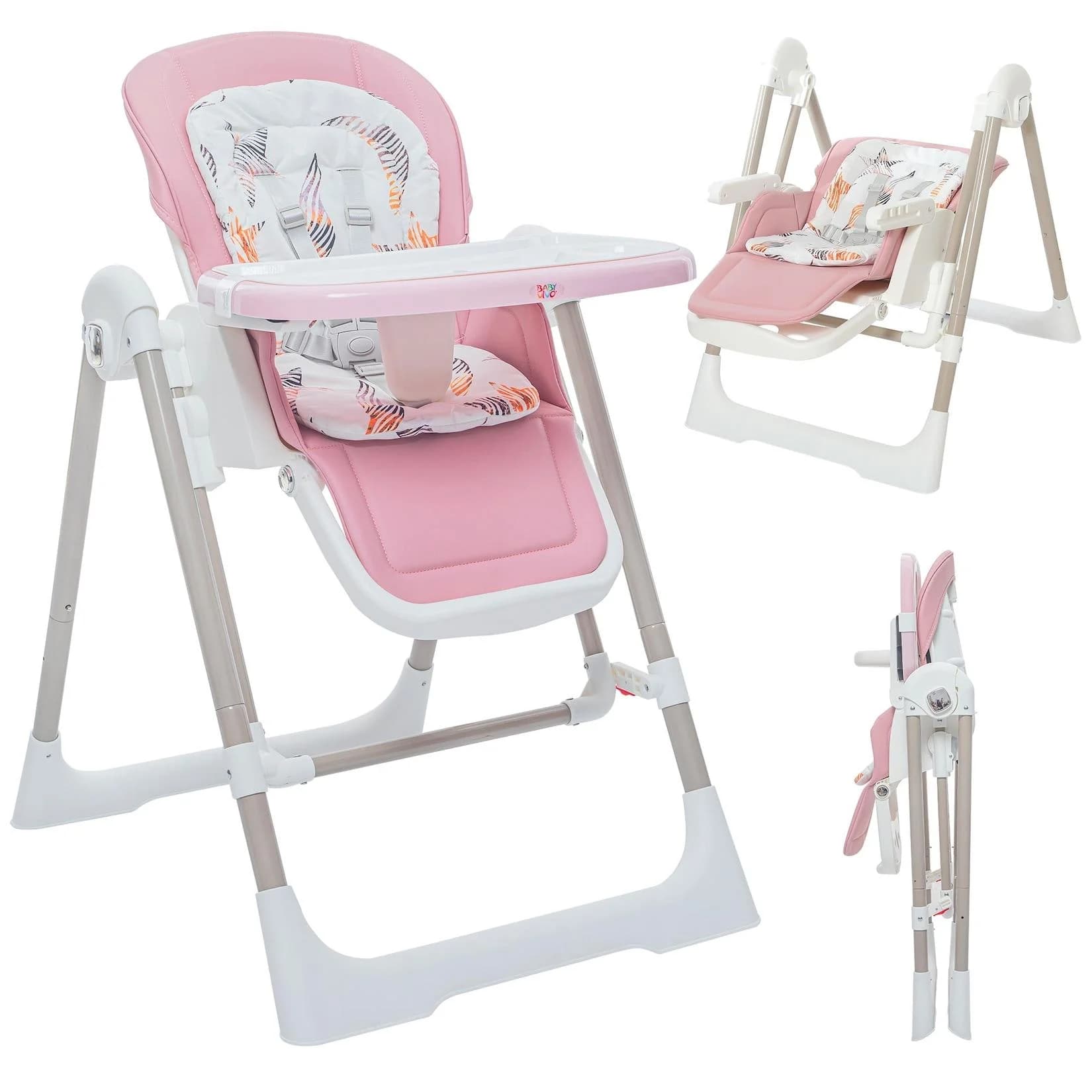 Baby Vivo 3in1 Kinderhochstuhl Lulu Rosa höhenverstellbar mit Sicherheitsgurt