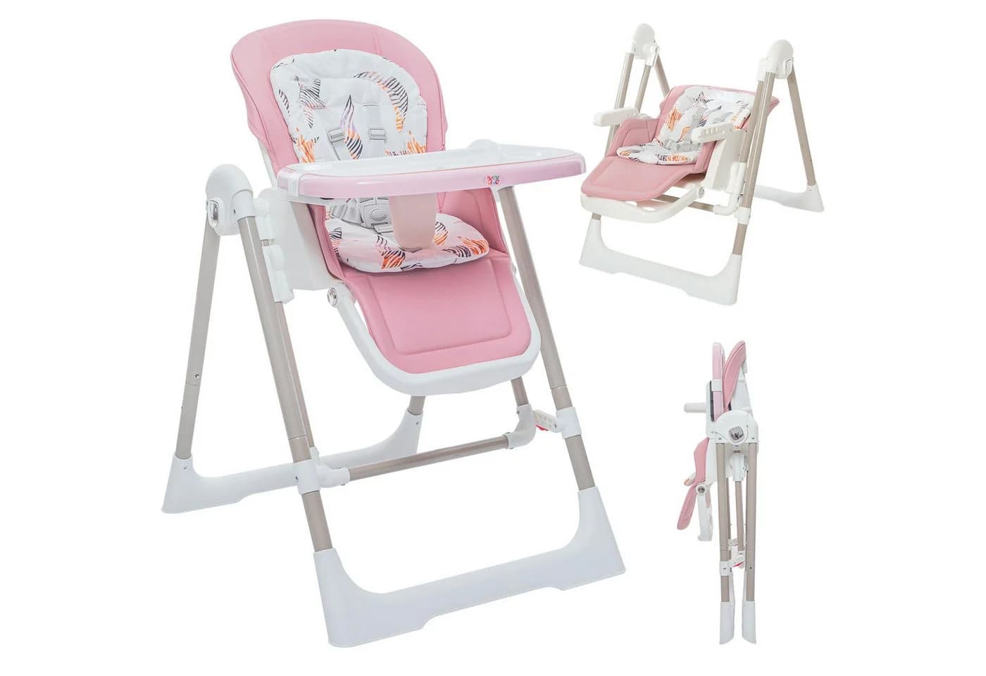 Baby Vivo 3in1 Kinderhochstuhl Lulu Rosa höhenverstellbar mit Sicherheitsgurt - Bild 3