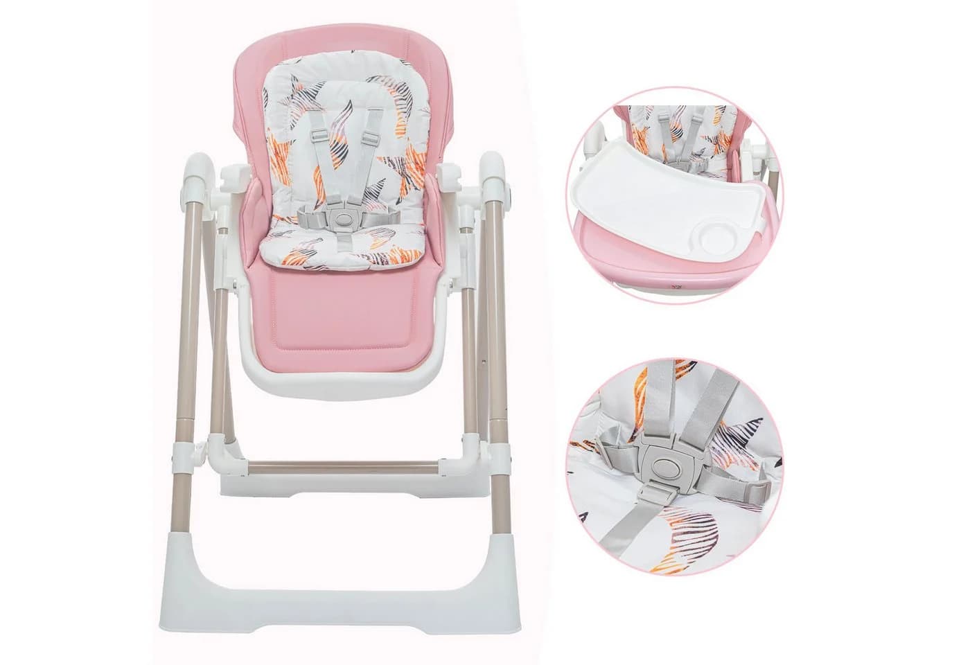 Baby Vivo 3in1 Kinderhochstuhl Lulu Rosa höhenverstellbar mit Sicherheitsgurt - Bild 4