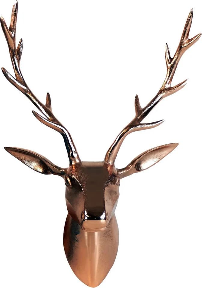 ARTRA Dekogeweih Hirschkopf Kupfer Wandfigur