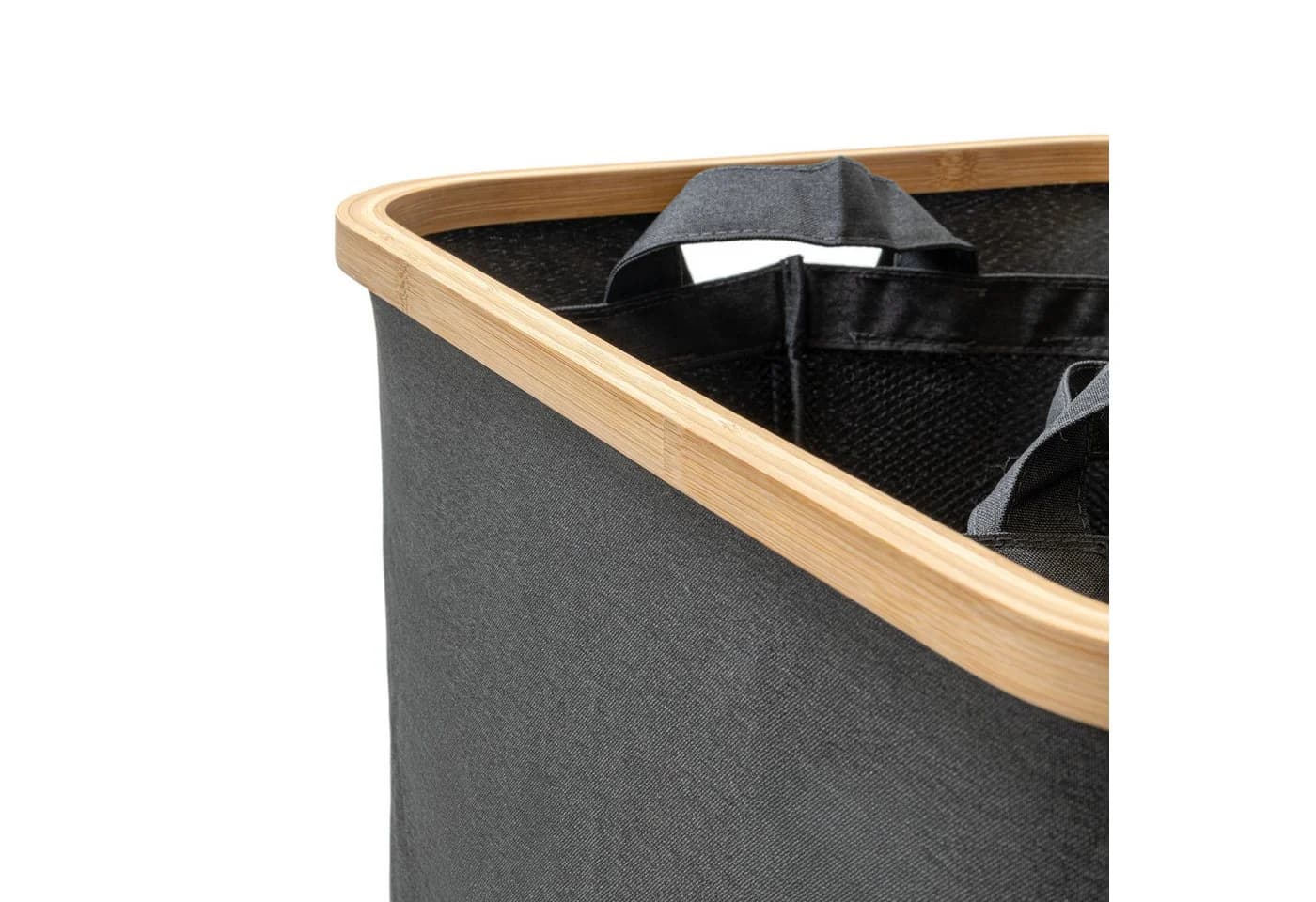 tasir Wäschebox Wäschekorb 140 Liter Grau Bambus-Rahmen 2 Fächer - Bild 3