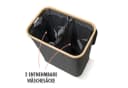 tasir Wäschebox Wäschekorb 140 Liter Grau Bambus-Rahmen 2 Fächer Bild 4