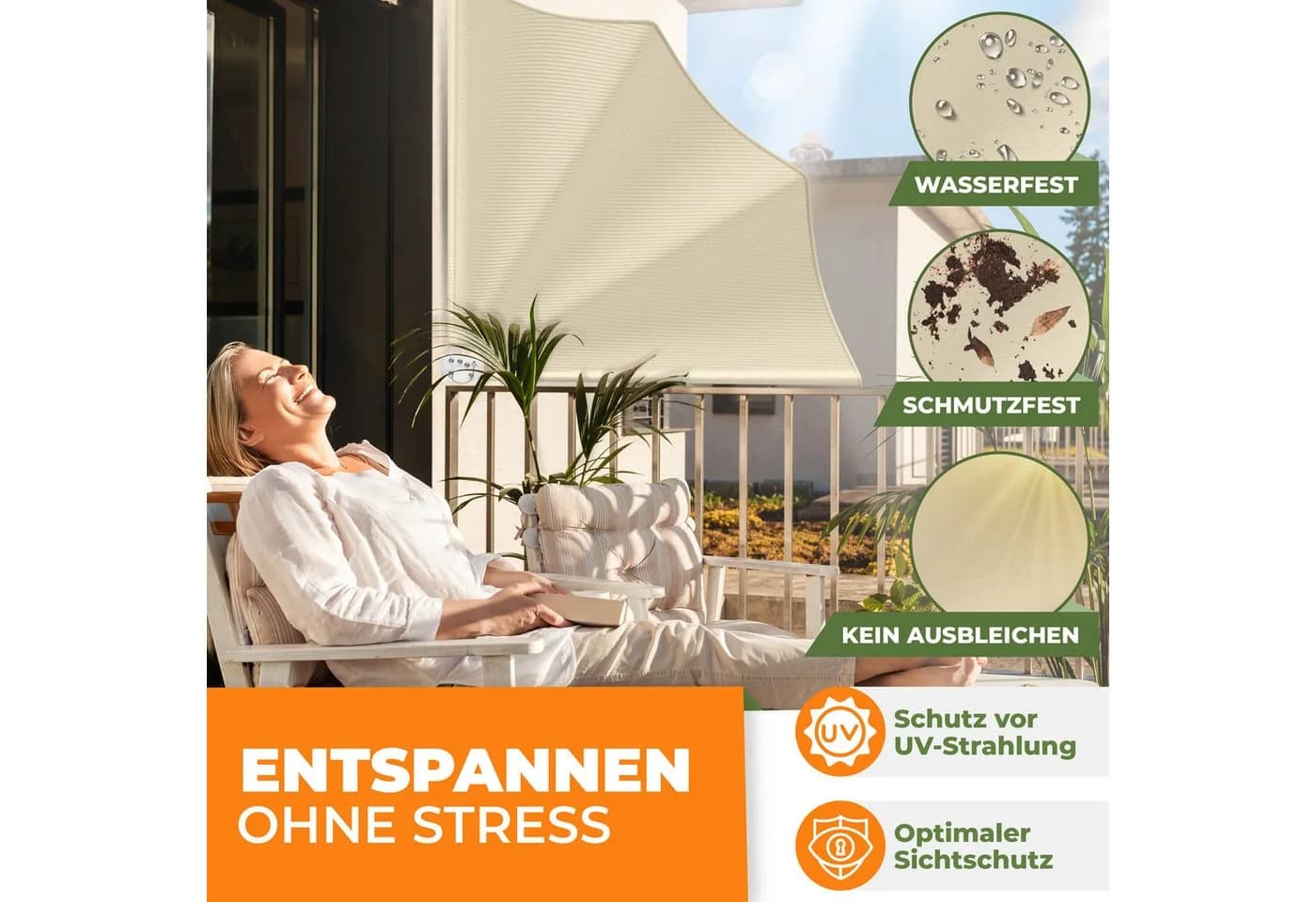 KESSER® Balkonfächer klappbar mit Wandhalterung 140x140cm Sichtschutz - Bild 4