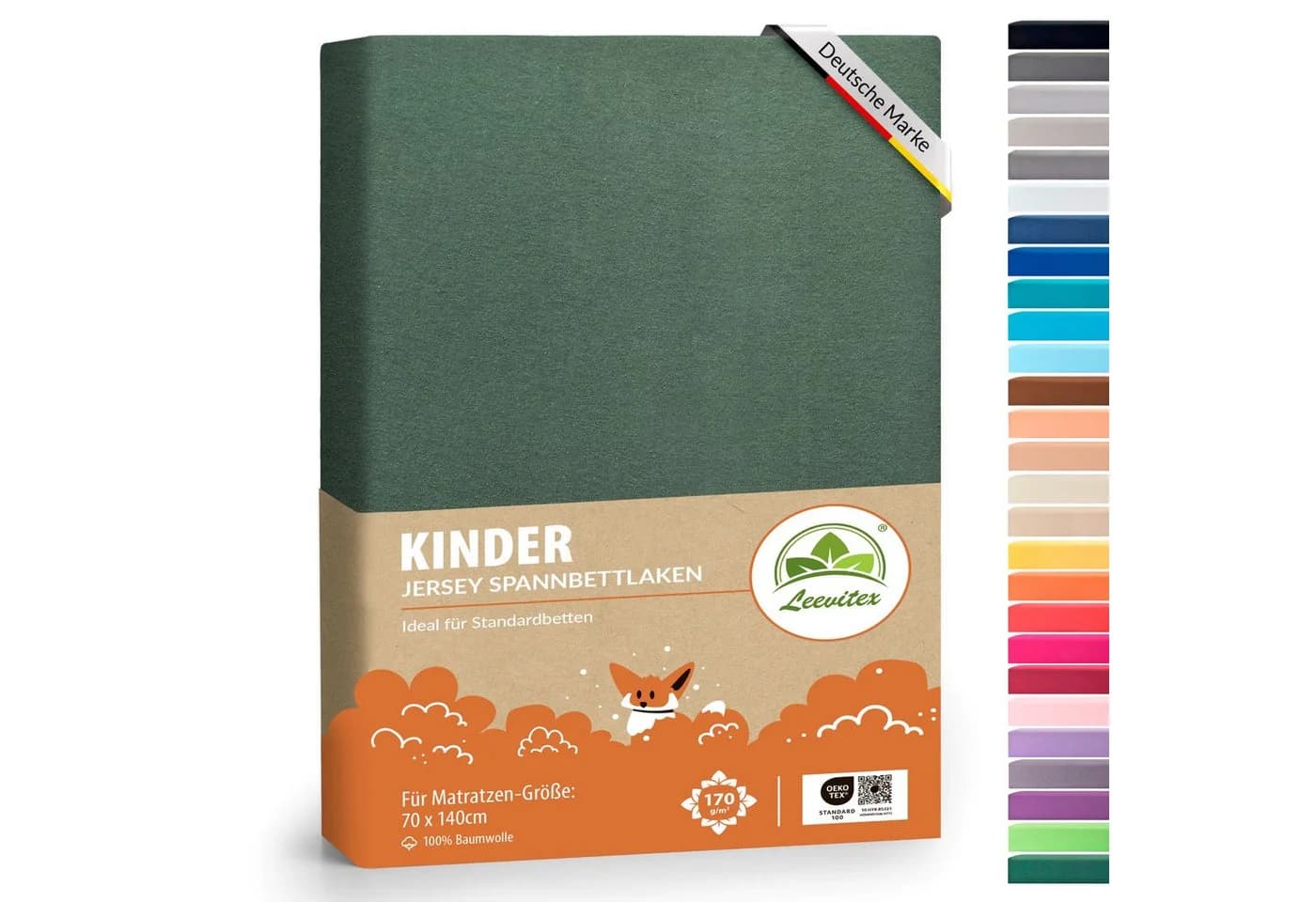 leevitex Spannbettlaken Jersey 100% Baumwolle Grün Kinderbett - Bild 2