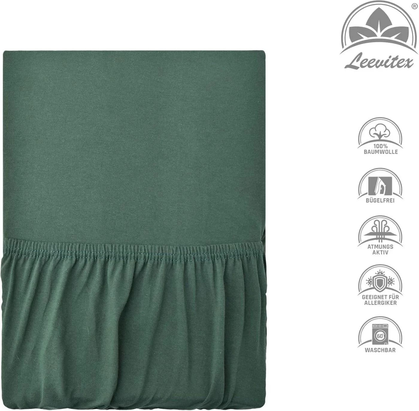 leevitex Spannbettlaken Jersey 100% Baumwolle Grün Kinderbett - Bild 5