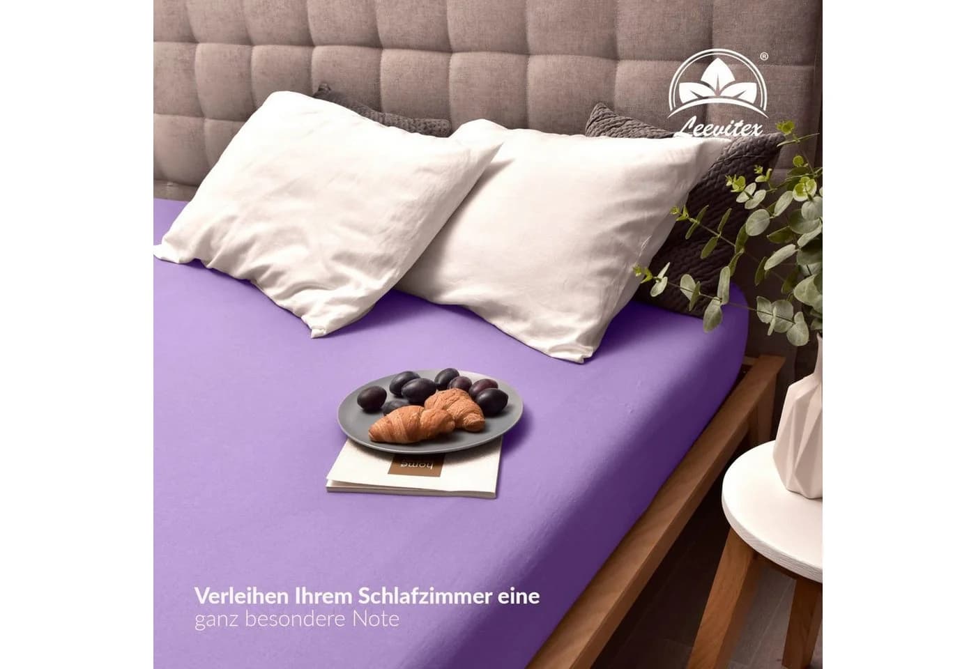 leevitex® Spannbettlaken Jersey 100% Baumwolle Flieder - Bild 5
