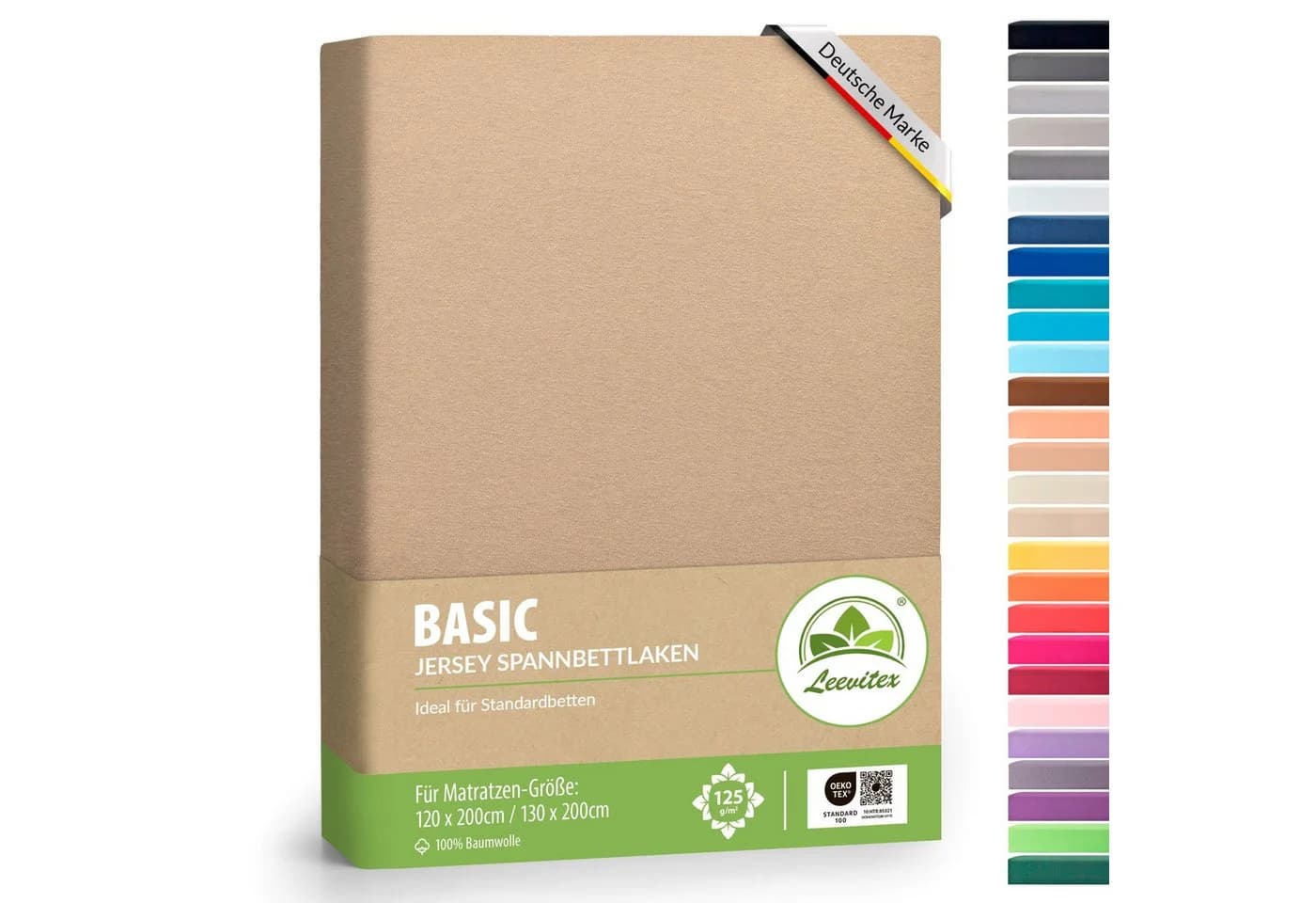 leevitex® Spannbettlaken Jersey aus 100% Baumwolle, für Kinder- & Standardmatratzen, Jersey, Gummizug: rundum, 100% Baumwolle, anschmiegsam & dehnbar, diverse Größen und Farben - Bild 2