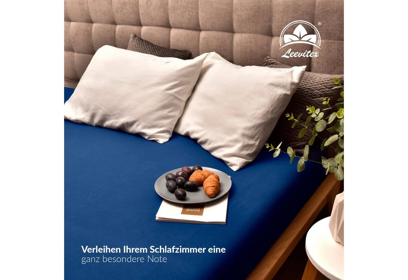 leevitex Spannbettlaken Jersey 100% Baumwolle Navyblau - Bild 5