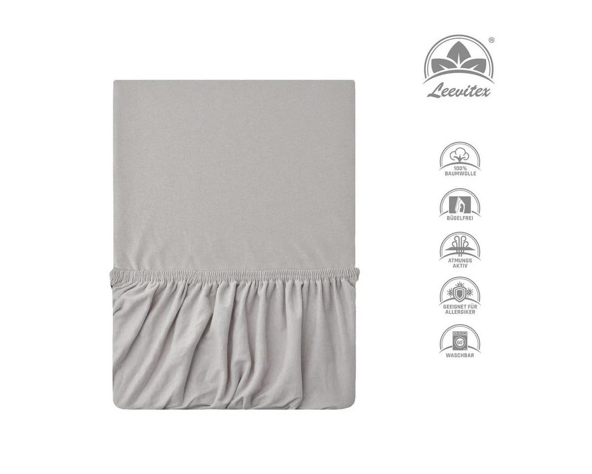leevitex® Spannbettlaken Premium 170g/m² Grau/Silber Jersey-Baumwolle